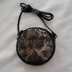 NoBo Crossbody Round Purse - Silver Snake
